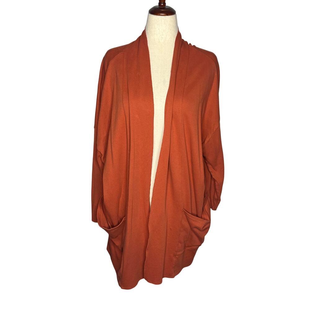 Pact Cardigan Sweater Womens XL XXL Orange Airplane Organic Cotton Open Front